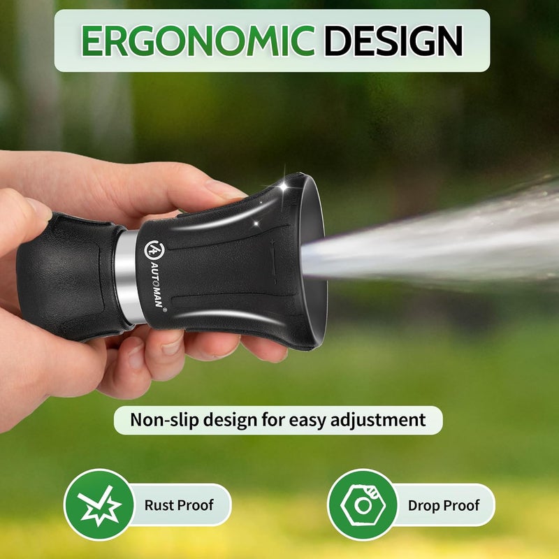 AUTOMAN Garden Hose Nozzle Heavy Duty, 2 Pack Fireman Hose Nozzle, High Pressure Water Hose Sprayer Nozzle, Adjustable Spray Nozzles for Washing Car, Cleaning Ground, Watering Plants, Showing Pets - Image 5